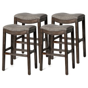 Maven Lane Adrien Upholstered Backless Saddle Kitchen Stool, Set of 4 - 1 of 4