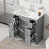 CSBDHome 36" White Bathroom Vanity with Sink, Solid Wood Cabinet and 6 Drawers - 2 of 4