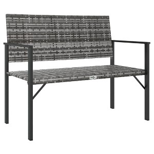 vidaXL Loveseat Settee Bench Outdoor Wicker Loveseat Rattan Chair Poly Rattan - Gray No Cushion - 1 of 4
