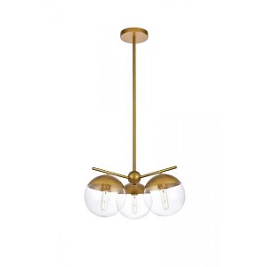 Elegant Lighting Eclipse 3 Lights Brass Pendant With Clear Glass - 1 of 4