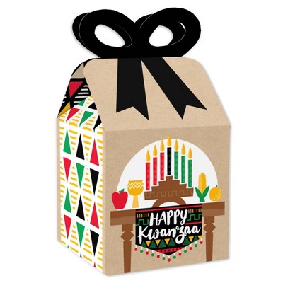 Big Dot of Happiness Happy Kwanzaa - Square Favor Gift Boxes - Bow Boxes - Set of 12