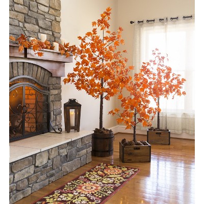 48" Tall Orange Maple LED Lighted Outdoor Faux Tree
