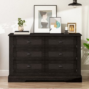 LOVMOR 6-Drawer Dresser Chest Cabinet Storage Organizer in Black - 1 of 4