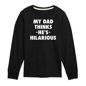 Boys' - Instant Message - King Of Dad Jokes Hilarious Long Sleeve Graphic T-Shirt - 1 of 4
