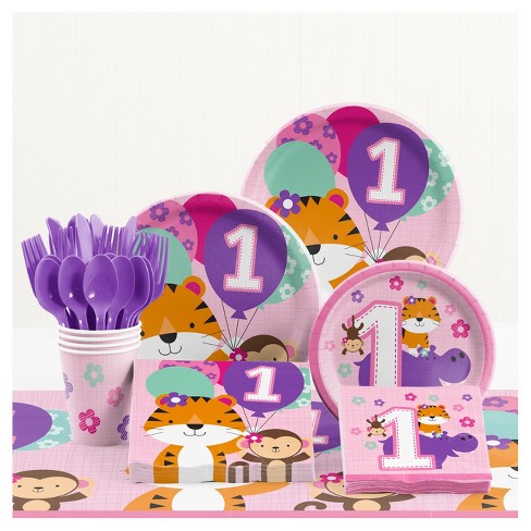 One Is Fun Girl 1st Birthday Party Supplies Kit Target