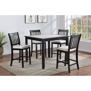 5-Piece Counter Height Dining Set with Square Table and 4 Upholstered Chairs - 1 of 4