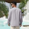 Mens Henley Shirts Long Sleeve Shirts Casual Shirts with Rolled Up Sleeve Beach T Shirts,Gray - 2X - 2 of 4