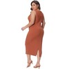 Agnes Orinda Women's Plus Size Beach Club Party Sleeveless Back Split Midi Bodycon Dresses - 3 of 4