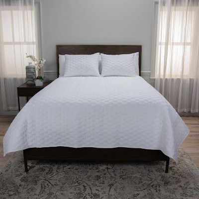 Rizzy Home 3pc Queen Blackberry Grove Blocks Quilt Set White