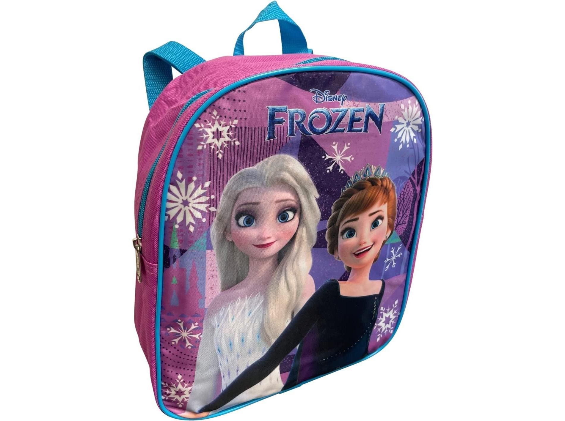 Frozen Anna And Elsa Toddler Girl 12 Inch Mini Backpack (Pink-Blue)