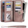 Wikineon Women's Leather Credit Card Holder Wristlet - RFID Blocking Technology for Identity Protection, Large Capacity Design Holds Cards - 2 of 4