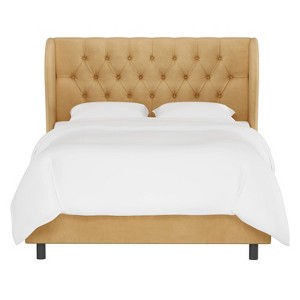 Full Tufted Upholstered Wingback Bed Velvet Honey - Threshold