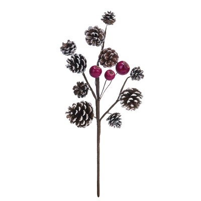 Transpac Pinecone 18 in. Multicolor Christmas Spray with Red Berry