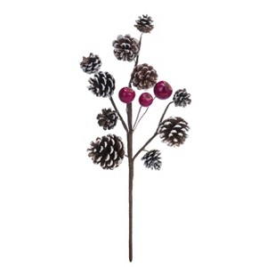 Transpac Pinecone 18 in. Multicolor Christmas Spray with Red Berry - 1 of 2