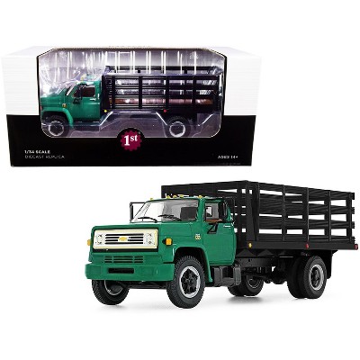 Chevrolet C65 Stake Truck Green and Black 1/34 Diecast Model by First Gear