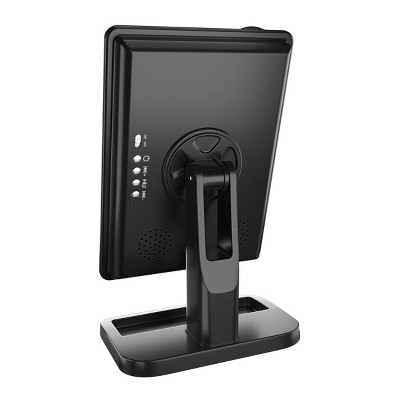 Black Rectangular LED Magnifying Makeup Mirror with Built-In Speaker