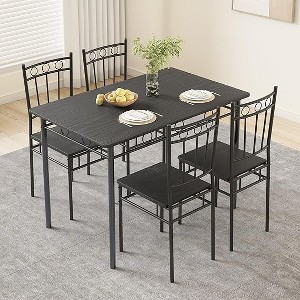 Vipbear Restaurant set 4-person dining table set, shaped dining table set, 4 chairs, space-saving kitchen dining table set, suitable for small Spaces - 1 of 4
