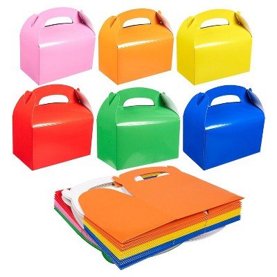 Paper Treat Boxes, Rainbow Party Supplies (24 Pack)
