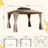 VisioGear Canopies and Gazebos, Outdoor Gazebos with Double Roof, Gazebo Pavilion with Curtain and Net for Garden, Yellow, 142.9"*117.3"*109.8" - 2 of 4