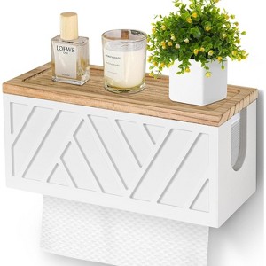 Wall Mounted Paper Towel Dispenser with Lid, Solid Wood Holder for C-Fold & Z-Fold Paper Towels - 1 of 4