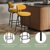 WestinTrends Alexandria Modern Upholstered Faux Shearling Fabric Counter Height Bar Stools with Back (Set of 2), Sunset Gold - 4 of 4