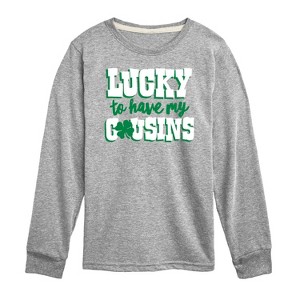 Boys' - Instant Message - St. Patrick's Day Lucky to Have My Cousins Long Sleeve Graphic T-Shirt - 1 of 4