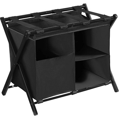 Heybly Luggage Rack with Laundry Bag,Steel Folding Suitcase Stand for Bedroom