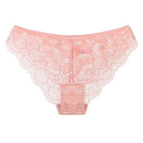 Agnes Orinda Women Plus Seamless Bikini Lace Underwear Briefs Panties  Underwear Light Pink X-Small