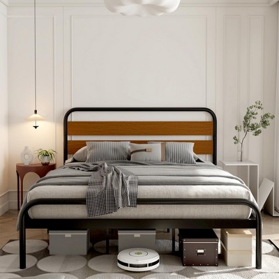 Whizmax King/Queen/Full Size Bed Frame, Platform Bed Frame with Wood Headboard, Heavy Duty Metal Slat Support, Noise Free Design Mattress Foundation