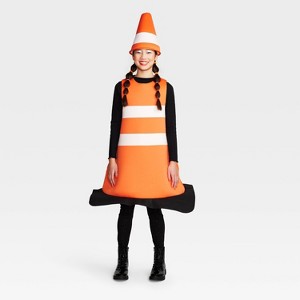 Kids' and Adult Glow in the Dark Construction Cone Halloween Costume with Headpiece One Size - Hyde and EEK! Boutique™ - 1 of 3