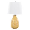 LumiSource (Set of 2) Claudia 20" Contemporary Accent Lamps Misted Yellow Ceramic Polished Nickel and White Linen Shade from Grandview Gallery - 2 of 4