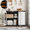 Buffet Cabinet with Storage, 43" Modern Sideboard with Guardrail, Adjustable Shelves, and 3 Drawers, Wood Buffet Table for Kitchen or Dining Room - 4 of 4