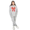 Everyday Kids Christmas Collection Festive Red & Gold Bow Girls Pullover Hoodie – Holiday Sweatshirt - Heather Gray - 3 of 3