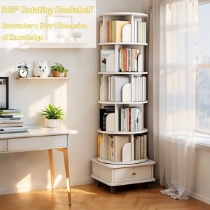NicBex Modern Rotating Bookshelf Multifunctional Bookcase with Wheels & Drawer,Books Storage Cabinet Organizer for Office,Bedroom - 1 of 4