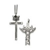 Black Bow Jewelry Stainless Steel 2 Piece Crown and Cross Necklace - 22 Inch - 2 of 4