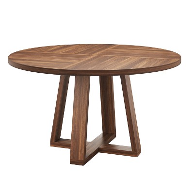 Coucheta 47 in Round Dining Table for Dining Room, Kitchen Table for 4 Man, Farmhouse Dinner Table with Wooden Tabletop and Cross Base