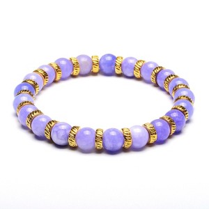 ELYA Women's Jade Stone Bead Stretch Bracelet (8mm Wide) - 1 of 4