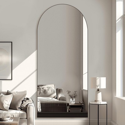 Lirago Arch Full Length Mirror Wall Mirror with Stripe Wood Frame 71?¨¢31 Black