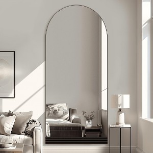 Lirago Arch Full Length Mirror Wall Mirror with Stripe Wood Frame 71?¨¢31 Black - 1 of 4