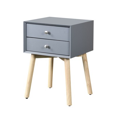 NicBex Mid-Century Nightstand Bedside End Table with Drawers & Wood Legs for Bedroom & Living Room