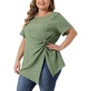 Agnes Orinda Women's Plus Size Asymmetrical Hem Short Sleeve Twist Knot T-Shirt - 2 of 4