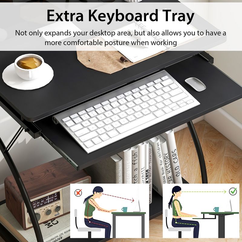 Tangkula 27.5" Small Laptop Computer Desk w/ Keyboard Tray Home Office Desk Workstation, 5 of 11