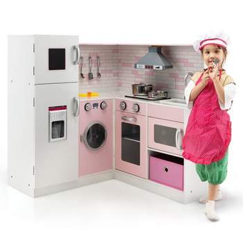 Emma and Oliver Children's Wooden Kitchen Set-Stove/Sink/Refrigerator for  Commercial or Home Use