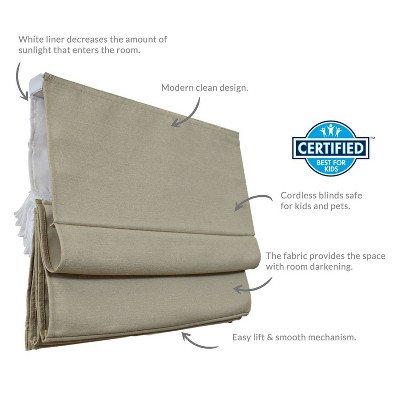 Del Mar Sandstone Cordless Blackout Roman Shade 35"W x 64"H