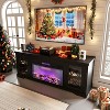 Modern Farmhouse TV Stand for 80 Inch TV, Wood Entertainment Center with 36" Electric Fireplace, LED Lights, Storage Media Console for Living Room - 3 of 4