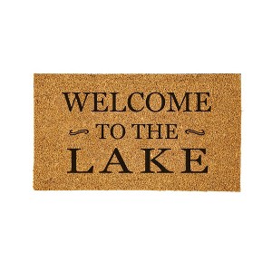 Evergreen 16 x 28 Inches Welcome to The Lake Door Mat | Non-Slip Rubber Backing | Dirt catching Natural Coir | Indoor and Outdoor Home Decor - 1 of 4