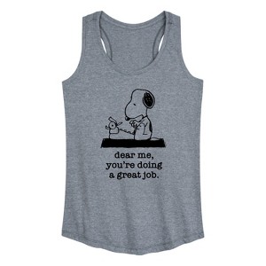 Women's - Peanuts - Dear Me Doing Great Job Graphic Racerback Tank - 1 of 4