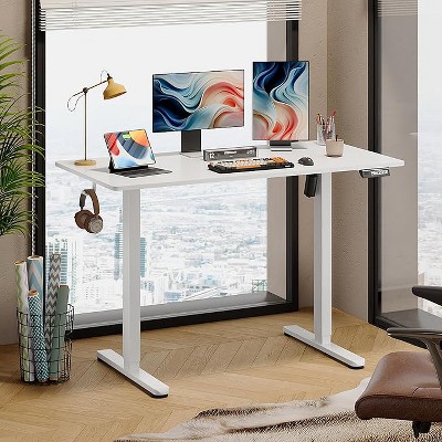 GALAXHERO 48 x 24 Inches Height Adjustable Electric Standing Desk for Home Office, Ergonomic Sit to Stand Desk with Phone Holder
