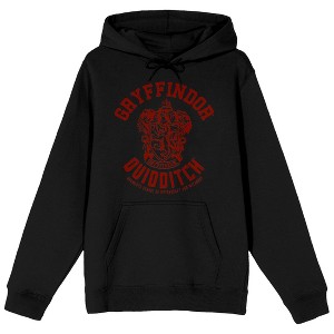 Harry Potter Gryffindor Quidditch Crest Long Sleeve Black Adult Hooded Sweatshirt - 1 of 3