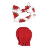 Hudson Baby Infant Girl Cotton Headband and Scratch Mitten Set, Poinsettia, 0-6 Months - 3 of 4